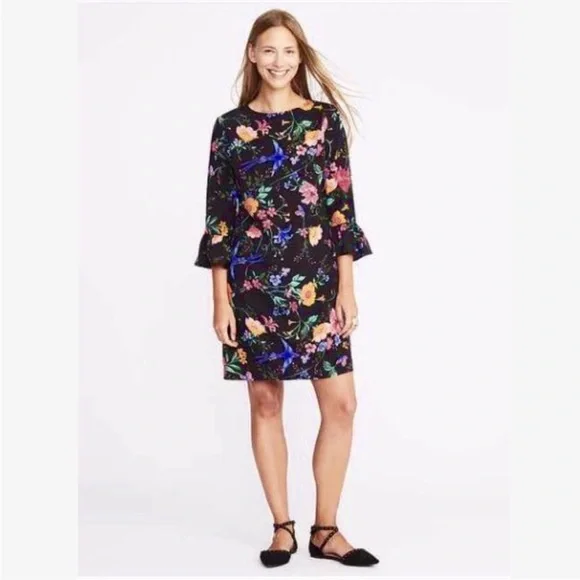 Old Navy | Dresses | Old Navy Ruffle Sleeve Black Floral Shift Dress | Poshmark Old Navy | Dresses | Old Navy Ruffle Sleeve Black Floral Shift Dress | Poshmark
